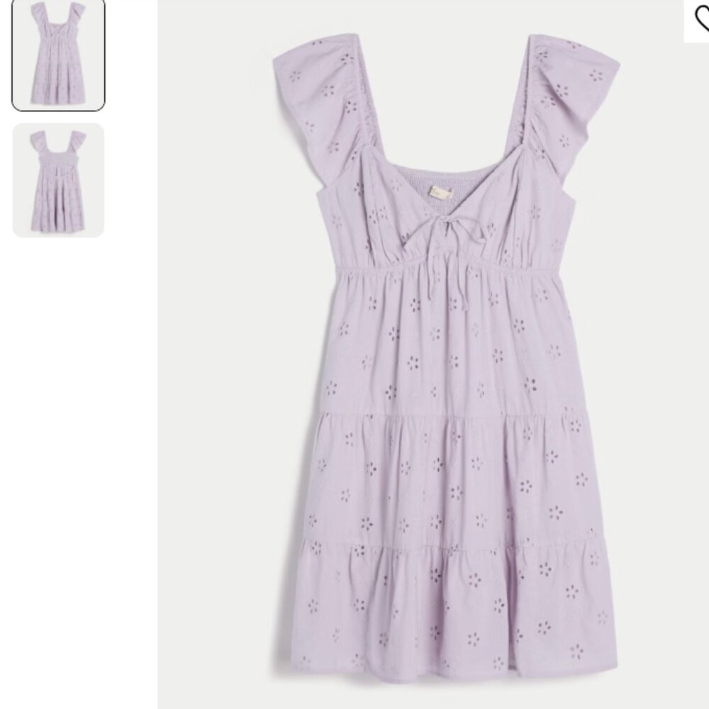 Hollister Lavender Eyelet Mini Dress